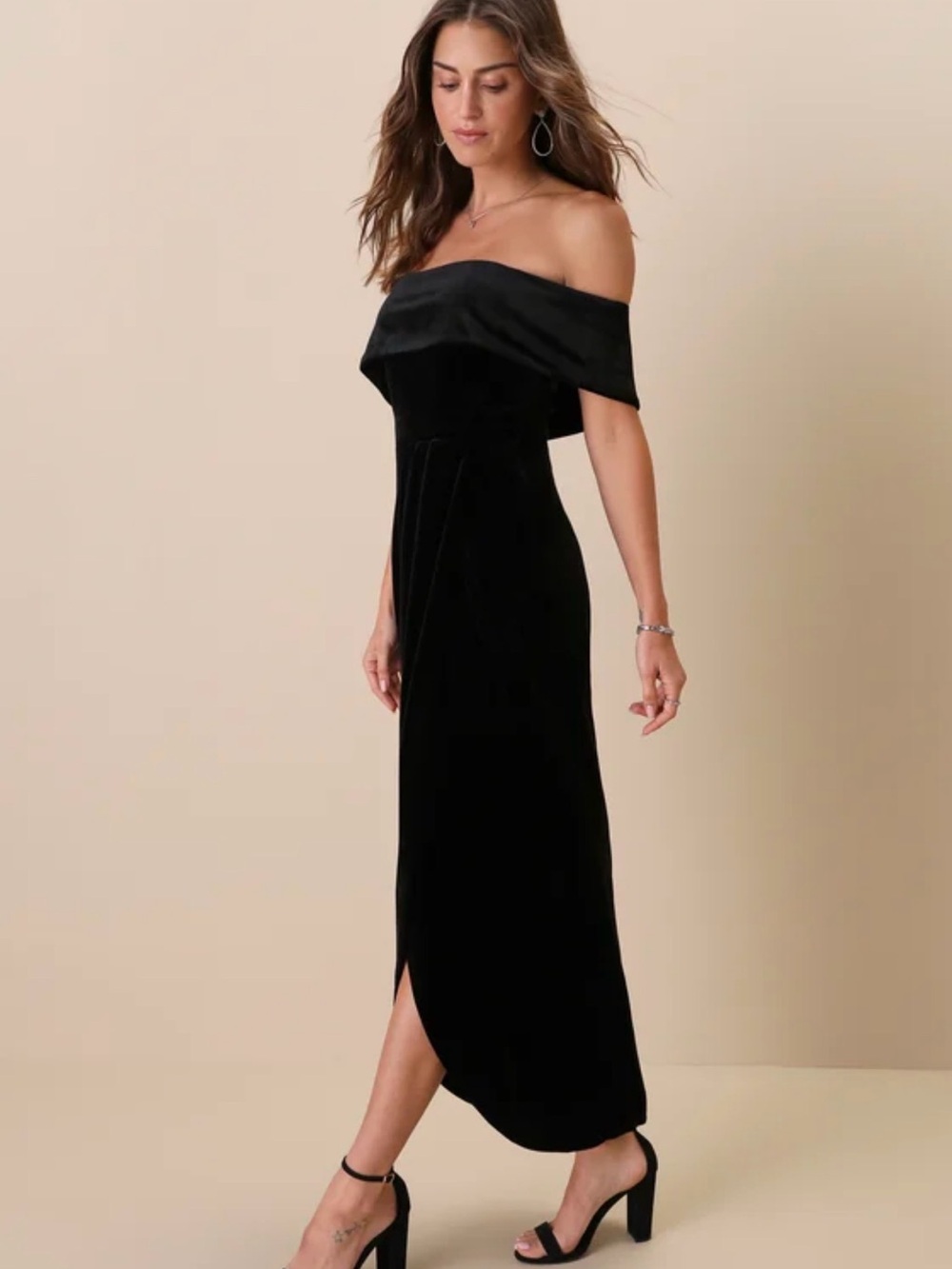 Lulu's Black Strapless Velvet Evening Gown - Picture 2 of 11